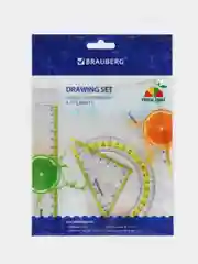 Набор чертежный Brauberg "Fresh Zone": линейка 15 см, 2 треугольника, транспортир
