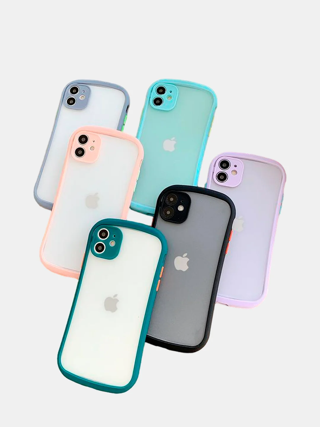Серый меланж чехол матовый с полукруглыми краями Apple iPhone 12, 12Pro, 12mini, 11, 11Pro, 11ProMax