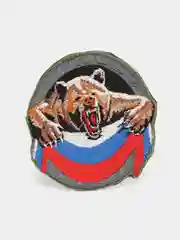 Хаки шеврон нашивка "Русский медведь", на липучке