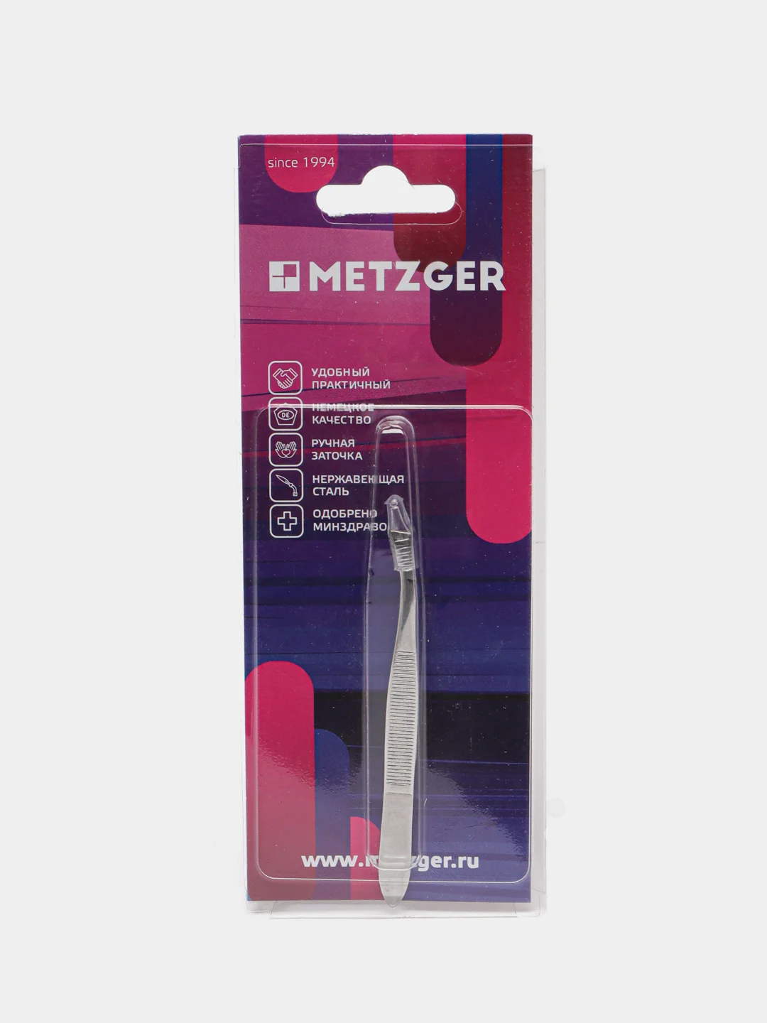 Пинцет METZGER PT-601-S, скошенный, матовый