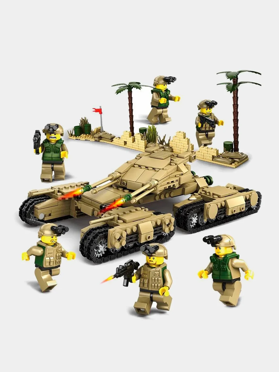 Бежевый конструктор Military, военная техника, 12 видов