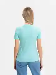 Бирюзовый футболка женская, с печатью