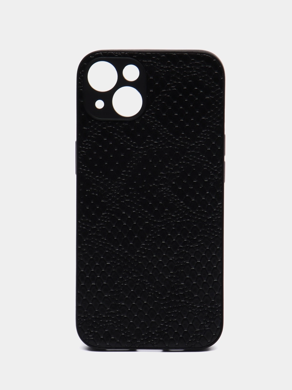 Чехол-накладка на iPhone 11, 13, черный, кожа крокодила