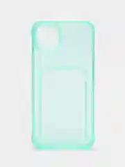 Бирюзовый чехол iPhone 11, 15 Pro, 14 Max, 13, 12, XR, XS, 6, 7, 8 Plus, SE, с карманом для карт, прозрачный