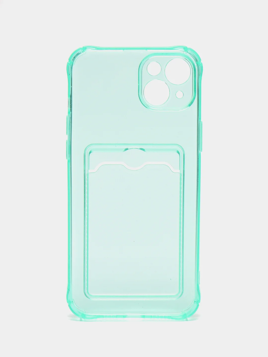 Бирюзовый чехол iPhone 11, 15 Pro, 14 Max, 13, 12, XR, XS, 6, 7, 8 Plus, SE, с карманом для карт, прозрачный
