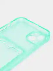 Бирюзовый чехол iPhone 11, 15 Pro, 14 Max, 13, 12, XR, XS, 6, 7, 8 Plus, SE, с карманом для карт, прозрачный