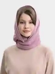 Пудровый снуд женский, вязаный, в два оборота