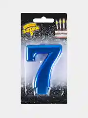 Свеча цифра для торта Синяя 8 см