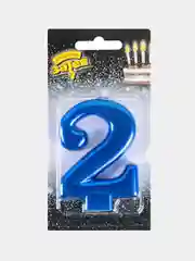 Свеча цифра для торта Синяя 8 см