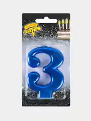 Свеча цифра для торта Синяя 8 см
