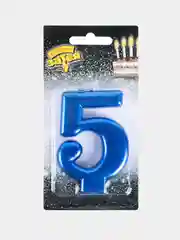 Свеча цифра для торта Синяя 8 см