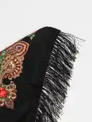 Черный женский русский платок, с бахромой