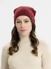 Бордовый шапка женская двухслойная "Ольга" с укладкой назад