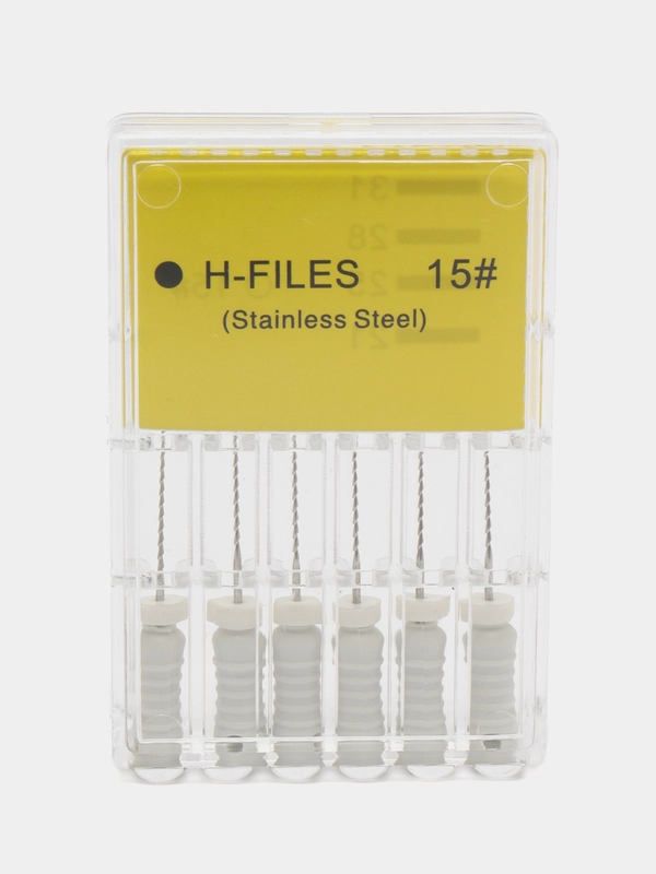 H-Files (H-Файлы), ручные, стальные, эндодонтические инструменты 21 мм, №15, 6 штук
