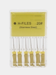 H-Files (H-Файлы), ручные, стальные, эндодонтические инструменты, 25 мм, №20, 6 штук