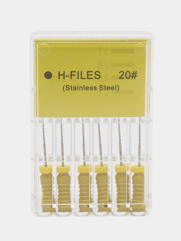 H-Files (H-Файлы), ручные, стальные, эндодонтические инструменты, 25 мм, №20, 6 штук