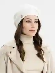 Белый берет женский Матиолла, с отворотом, шапка на флисовом подкладе