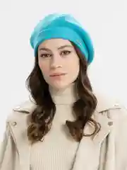 Лазурный берет женский Матиолла, с отворотом, шапка на флисовом подкладе