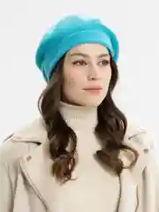 Лазурный берет женский Матиолла, с отворотом, шапка на флисовом подкладе