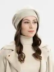 Светло-бежевый берет женский Матиолла, с отворотом, шапка на флисовом подкладе
