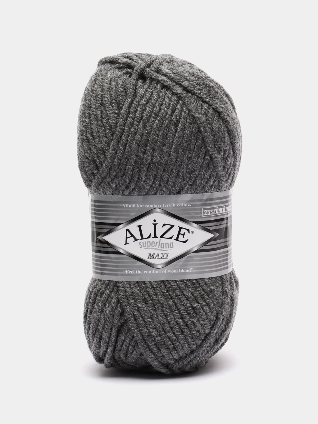 Тёмно-серый пряжа Alize Superlana Maxi, 100 г, 75% акрил, 25% шерсть