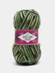 Зеленый пряжа носочная Alize Superwash Comfort Socks, 75% шерсть 25% полиамид, 100 г, 420 м