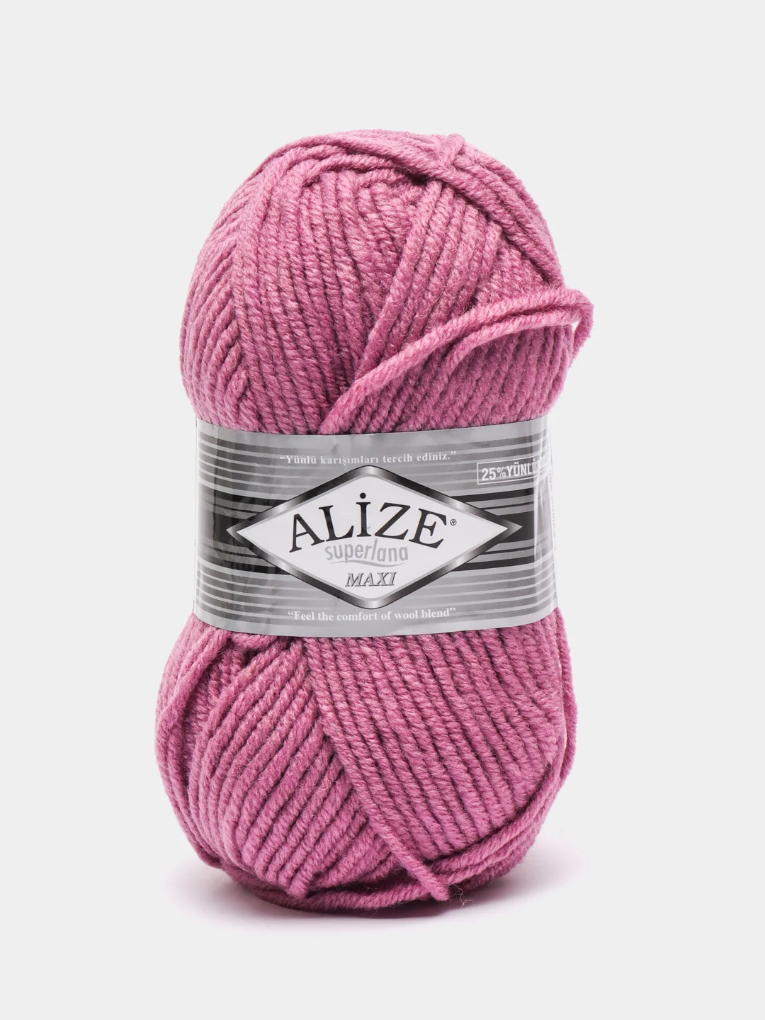 Тёмно-розовый пряжа Alize Superlana Maxi, 100 г, 75% акрил, 25% шерсть