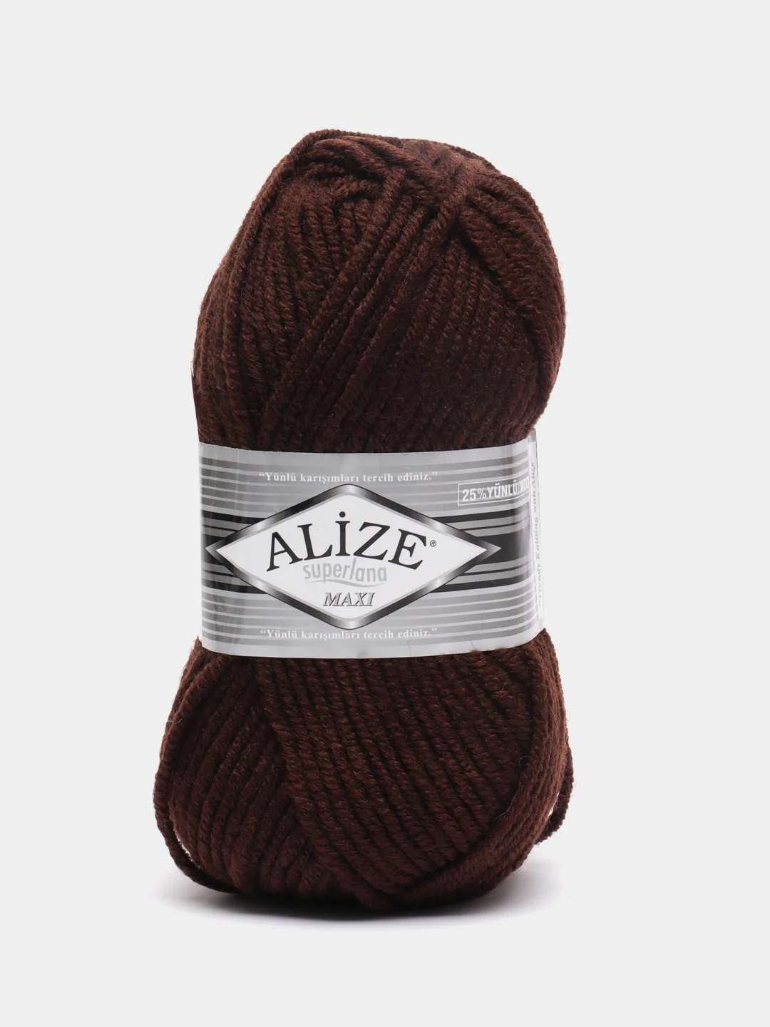 Шоколадный пряжа Alize Superlana Maxi, 100 г, 75% акрил, 25% шерсть