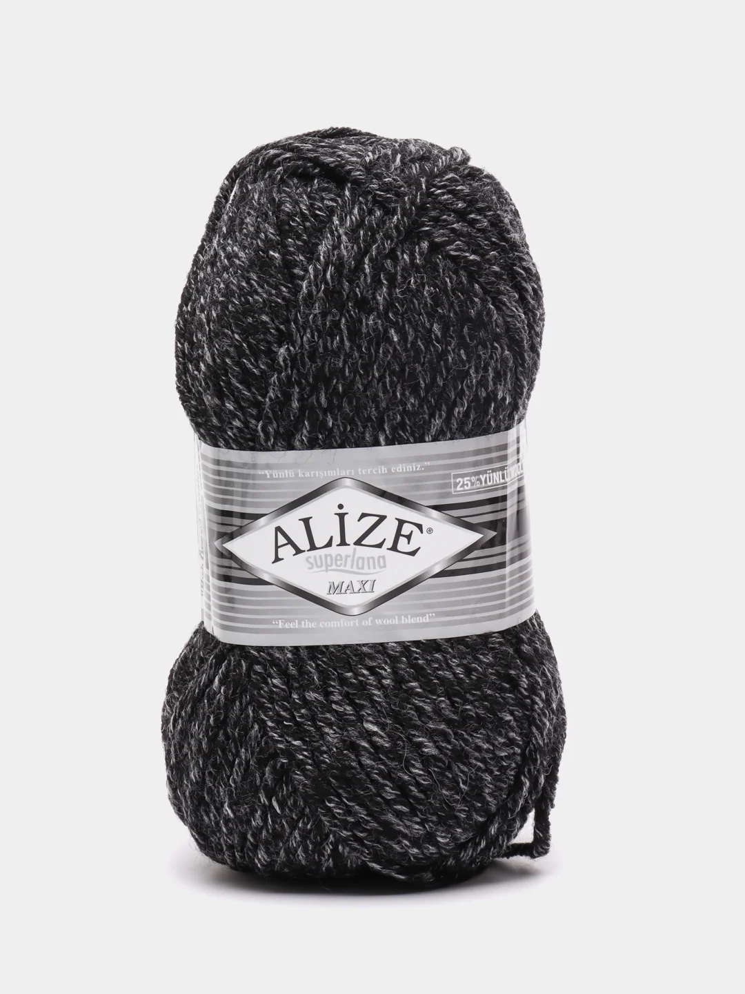 Угольный пряжа Alize Superlana Maxi, 100 г, 75% акрил, 25% шерсть