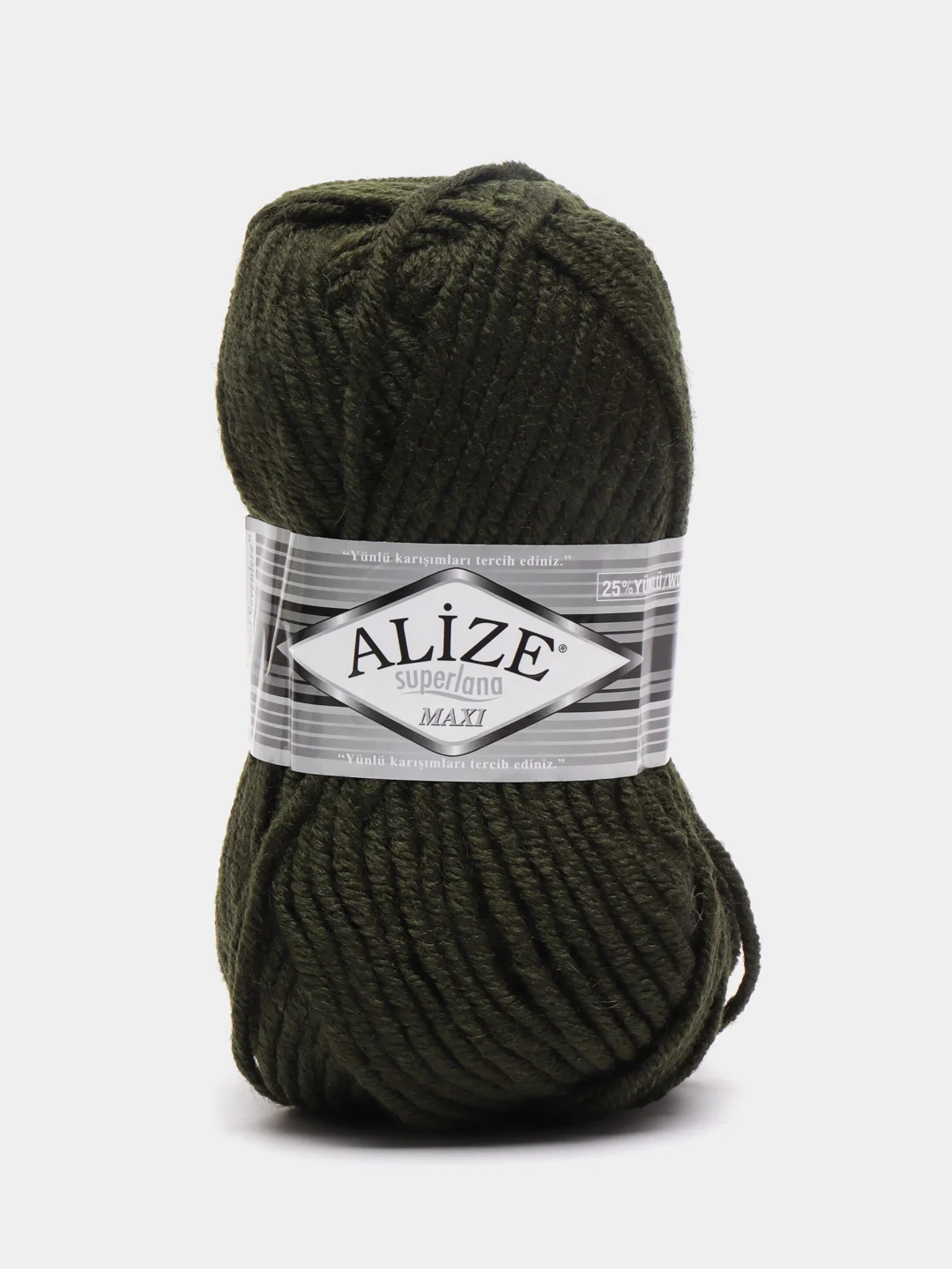 Тёмно-зелёный пряжа Alize Superlana Maxi, 100 г, 75% акрил, 25% шерсть