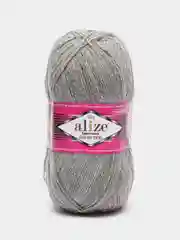 Серый меланж пряжа носочная Alize Superwash Comfort Socks, 75% шерсть 25% полиамид, 100 г, 420 м