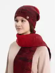 Коричневый комплект шапка женская бини и шарф Каролина