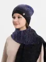 Сиреневый комплект шапка женская бини и шарф Каролина