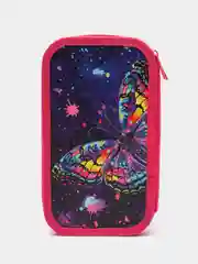 Пенал ЮНЛАНДИЯ Colorful butterfly, 2 отделения, ламинированный картон, блестки, 19 х 11 см