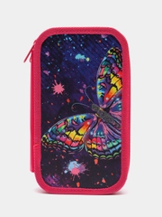 Пенал ЮНЛАНДИЯ Colorful butterfly, 2 отделения, ламинированный картон, блестки, 19 х 11 см