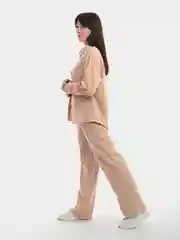 Бежевый костюм женский спортивный вельветовый, рубашка и брюки SHARMIN