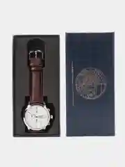 Коричневый мужские наручные часы c хронографом Lige 10012 в подарочной упаковке