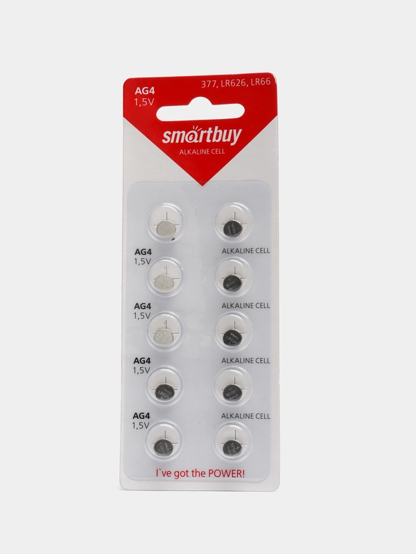 Батарейки 10 шт Smartbuy AG4 (LR626, G4, 377, SR626SW, LR66, SR66) для часов