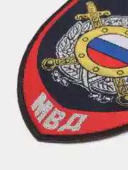Синий меланж нашивка шеврон вышитый и пластизолевый "Полиция МВД"