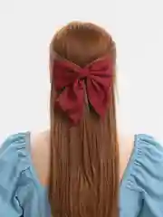 Багровый бант для волос, на заколке