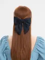 Индиго бант для волос, на заколке