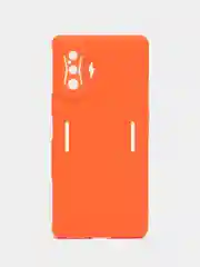 Оранжевый чехол для Xiaomi Poco F4 GT (Поко Ф4 Джити) силиконовый, черный, матовый, с защитой камеры