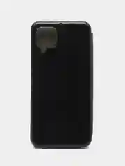 Черный чехол книжка для Samsung Galaxy A 12 / Samsung Galaxy A12 (Самсунг Гэлакси А 12), экокожа