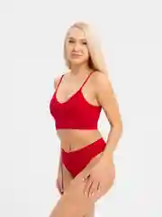 Бордовый комплект спортивного нижнего белья: топ и стринги, бесшовный