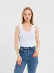 Белый майка женская базовая, в рубчик
