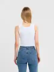 Белый майка женская базовая, в рубчик