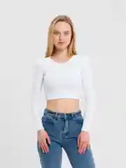 Белый лонгслив женский, в рубчик, укороченный, лапша