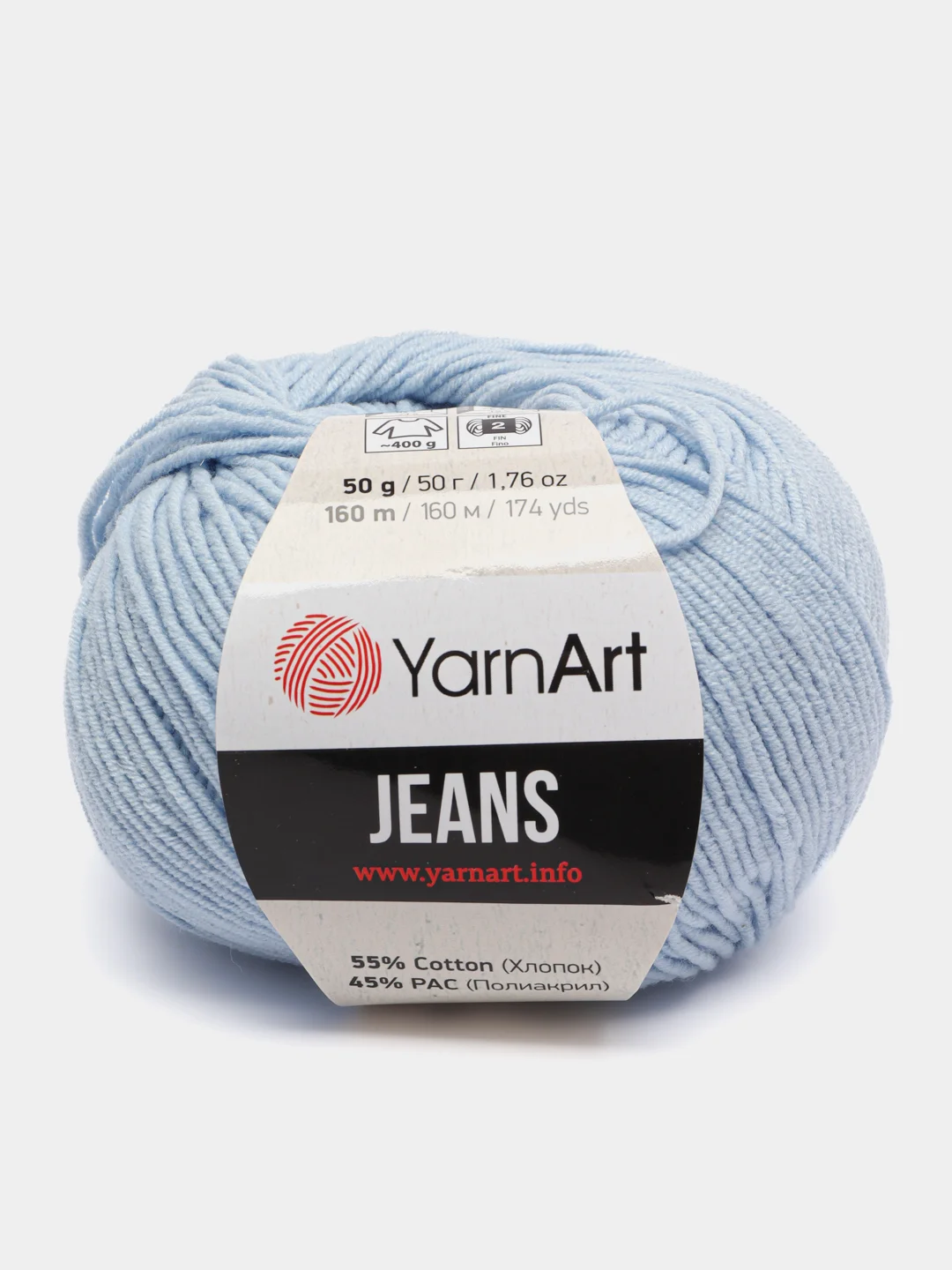 Ледяной пряжа Джинс Ярн Арт YarnArt Jeans 50 г, 160 м