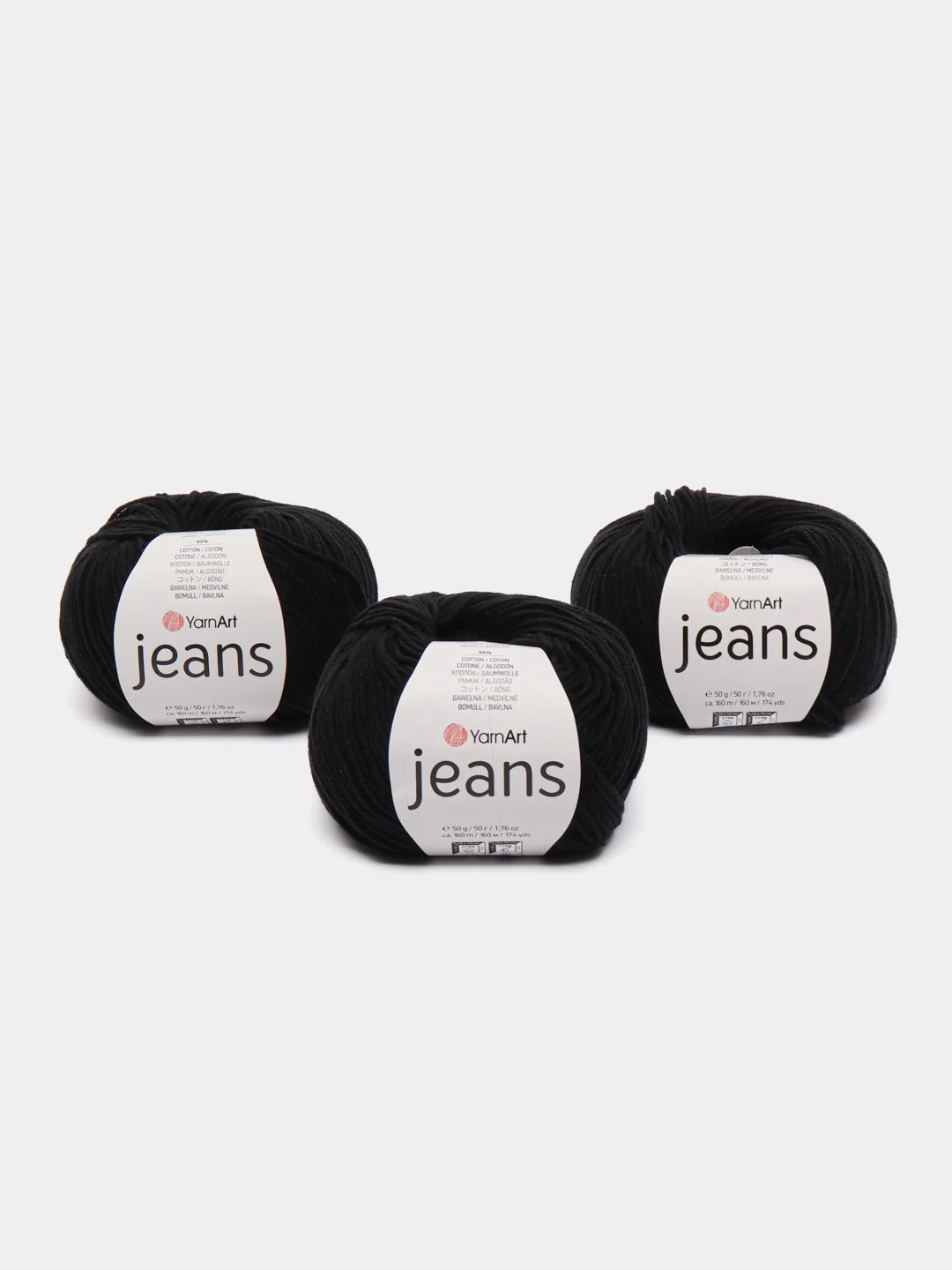 Черный пряжа Джинс Ярн Арт YarnArt Jeans 50 г, 160 м