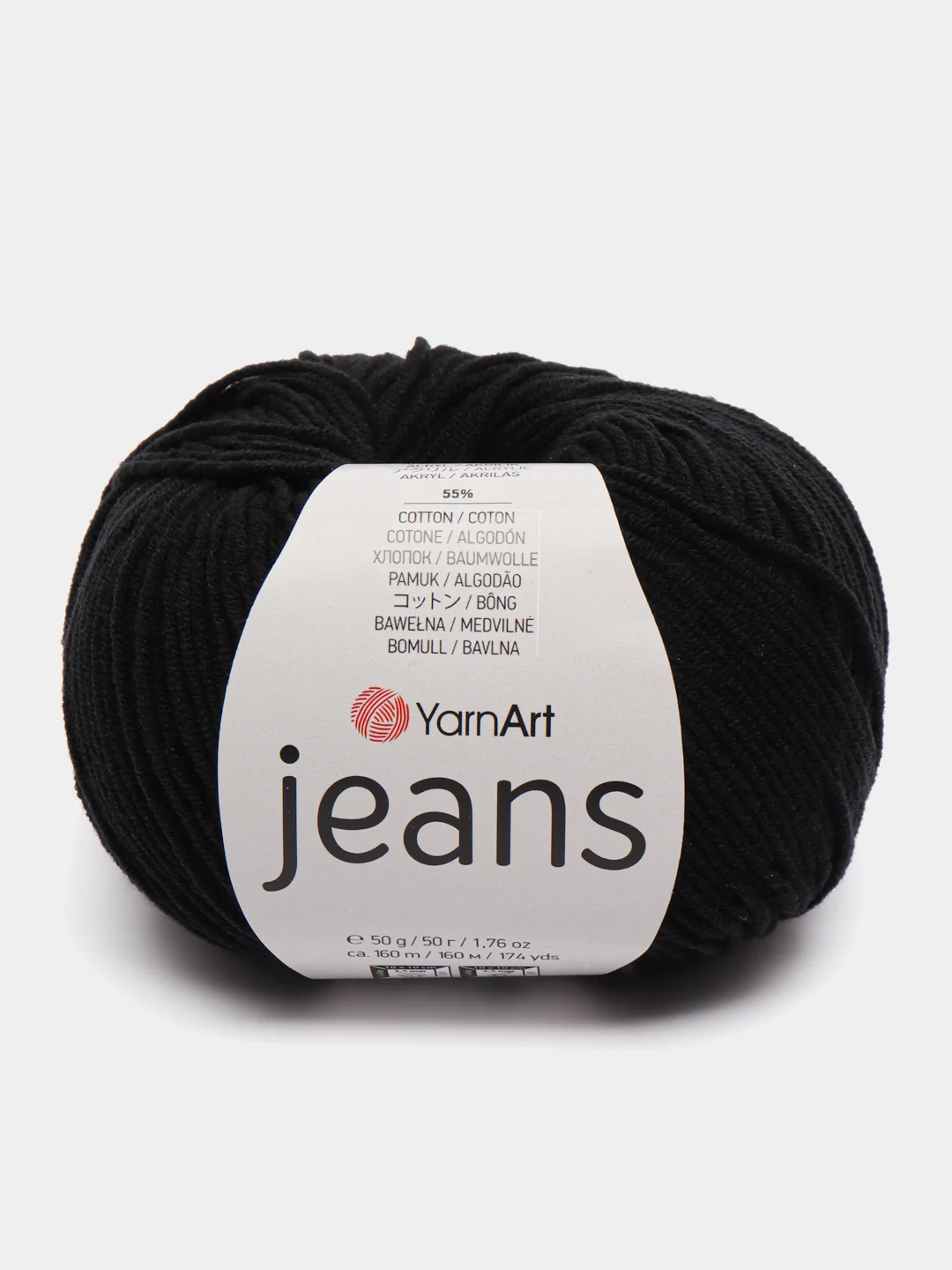 Черный пряжа Джинс Ярн Арт YarnArt Jeans 50 г, 160 м